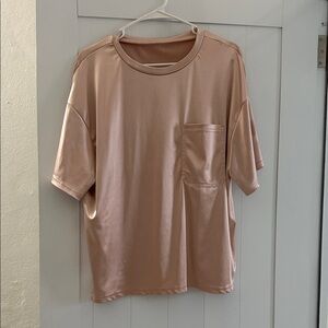 SHEIN Satin-Look Pocket Tee in Blush